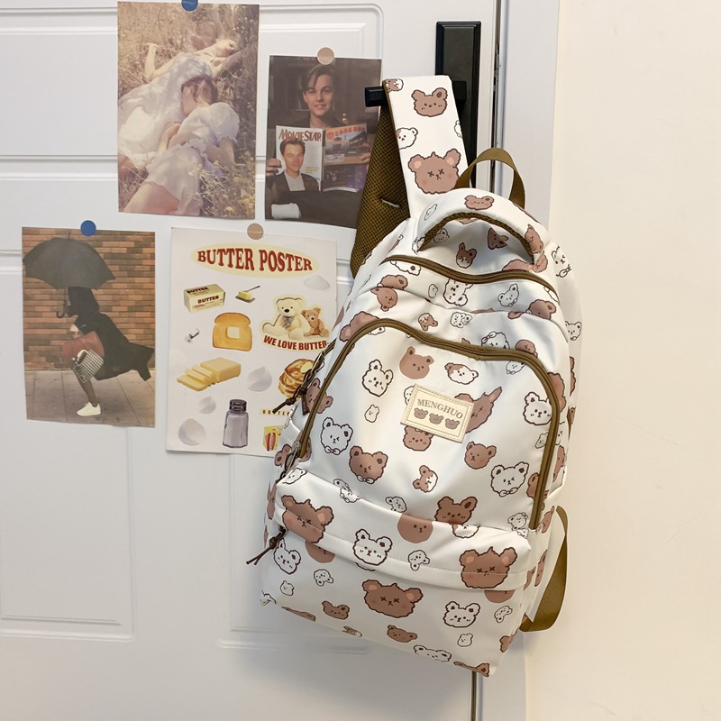 Picture of Japanese Style Fresh Style Distinctive Graffiti Junior High School Schoolbag Women's Large Capacity Casual Strawberry Bear Printed Backpack