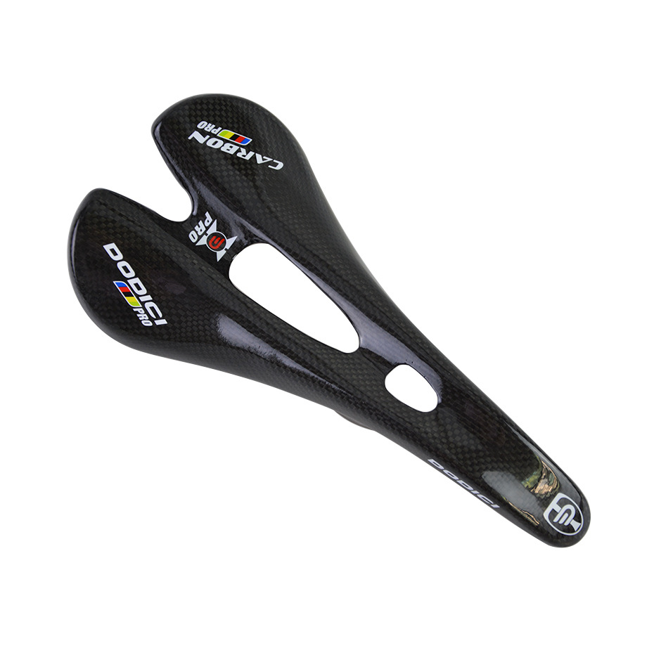 Picture of DODICI carbon fiber curved hollow cushion titanium bow round bow saddle 3K bright mountain road bike saddle