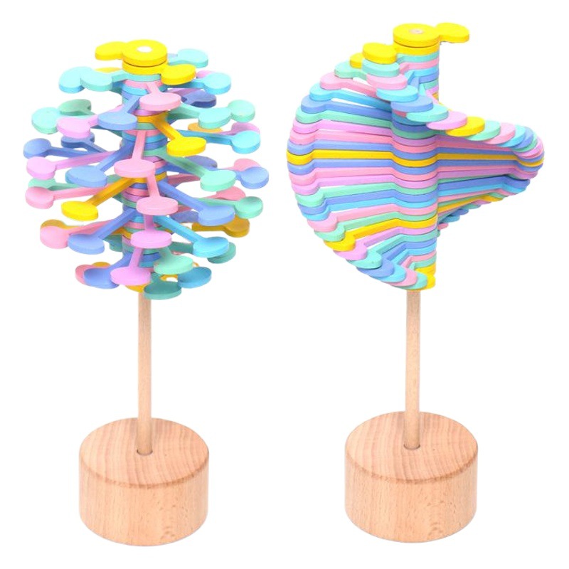 Wooden Rotating Lollipop MZM.p.15 Shake Tone Same Style Fisher Series Creative Ornaments Decompression Toy Top