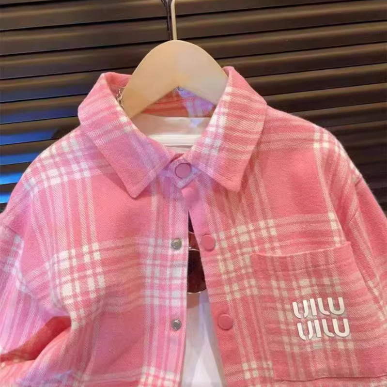 Picture of Girls' Shirt Spring 2024 New Style Kidsren's Long-sleeved Plaid Shirt Spring & Fall Outwear Little Girl's Top