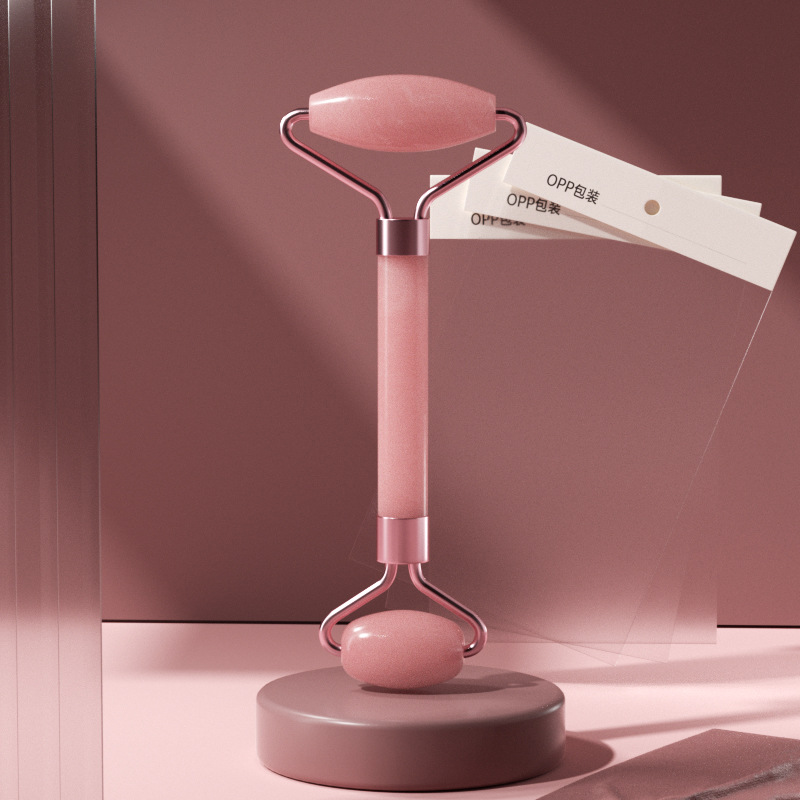 Picture of Cross-Border Rose Quartz Double-Headed Roller Facial Massager Non-Jade Facial Lifting Beauty Scraping Board Eye Pulling Stick