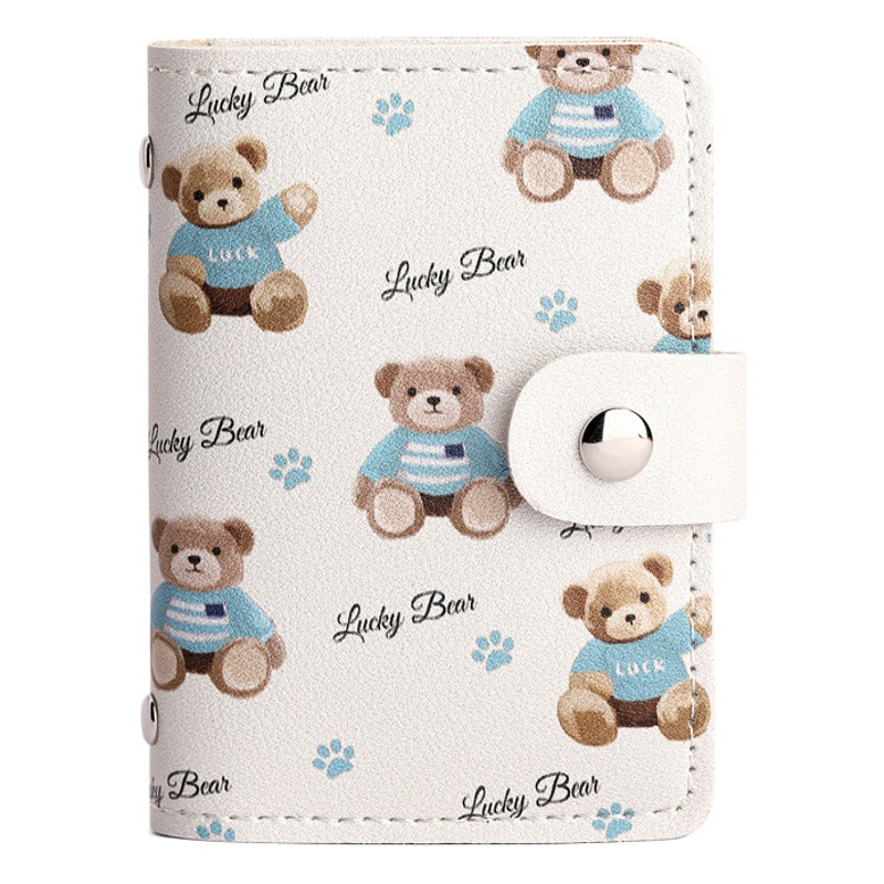 Cute Cartoon Card Bag Women's Buckle Large Capacity Multi-Card Slot Ultra-thin Small Men's Card Clamp Bag Driver's License Card Cover
