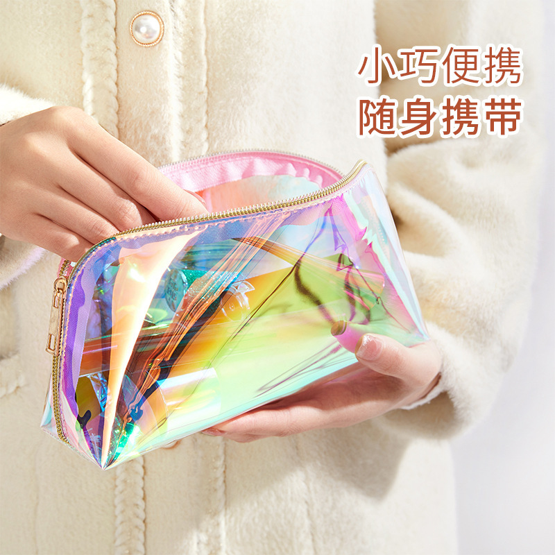 Picture of In stock new colorful transparent laser cosmetic bag TPU shell wash bag portable storage bag wholesale