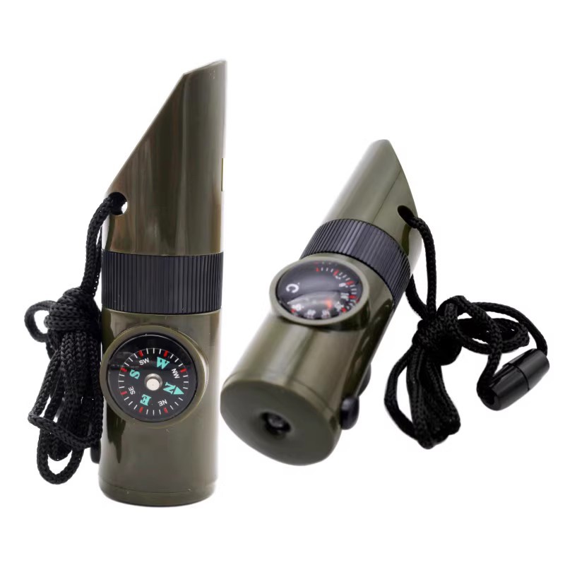 Picture of Outdoor survival supplies seven-in-one whistle multifunctional portable emergency compass magnifying glass flashlight thermometer