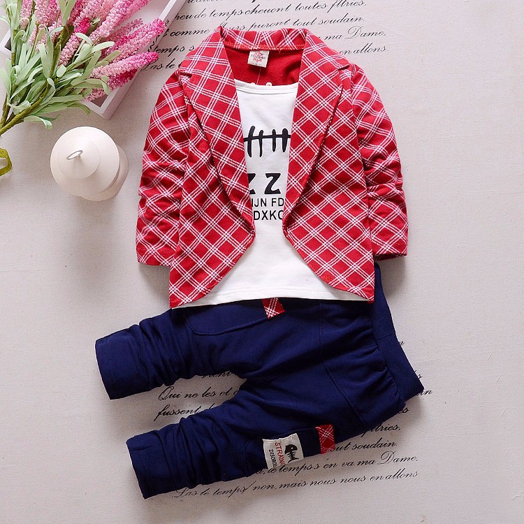Picture of AliExpress spring and autumn fake three-piece casual Children suit 0-4 years old cartoon printed suit collar fashion