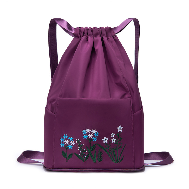 Picture of Drawstring Girdle Portable Foldable Large Capacity Embroidery Bag Backpack Dry and Wet Separate Bag Portable Shopping Bag