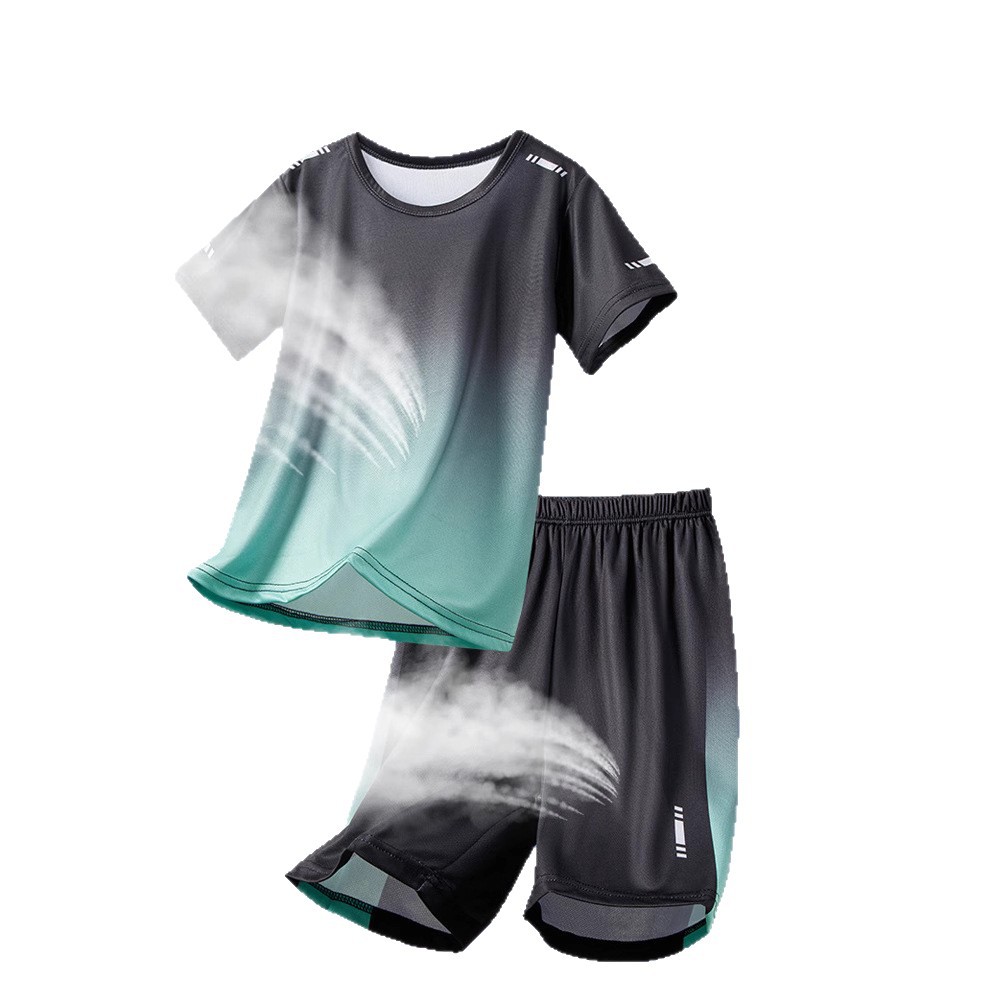 Picture of 25 Summer Kidsren's Quick-Drying Short-Sleeved Suits for Older Kidsren, Sportswear, Teenagers, Junior High School Students, Basketball and Football Uniforms, Family Wear