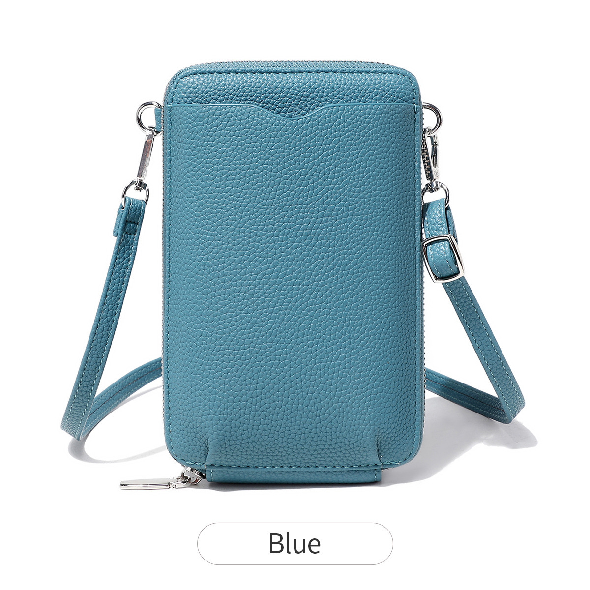 Picture of Cross-border New Litchi Pattern Vertical Zipper Mobile Phone Bag Foreign Trade Mini Large Capacity Women's Shoulder Bag Crossbody Bag