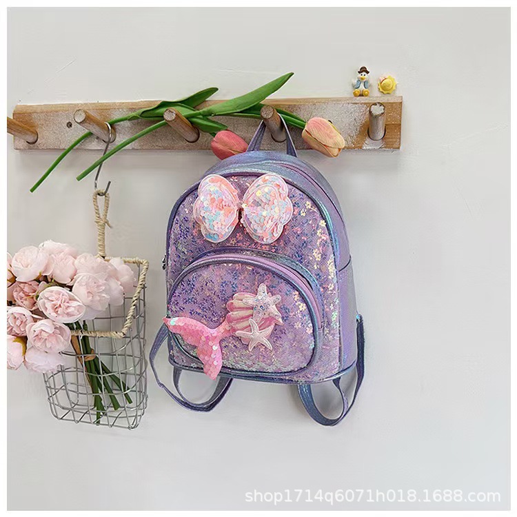 Picture of Mermaid PVC Children's Schoolbag New Sequin PVC Leather Schoolbag Kindergarten Girl's Backpack Lightweight Backpack
