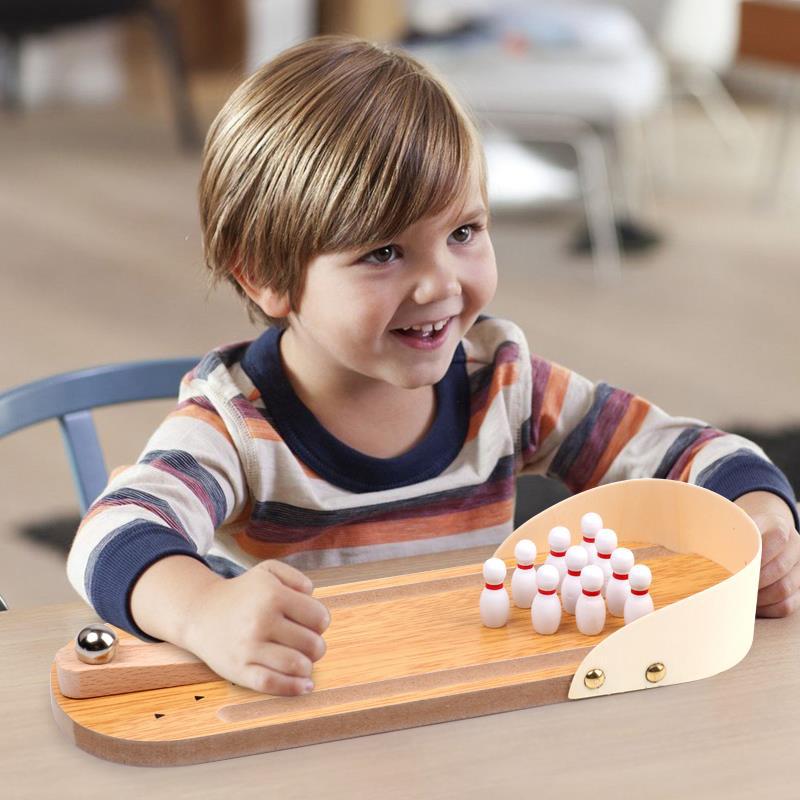 Picture of Wooden Mini Bowling Parent-Child Interactive Desktop Game Indoor Game Ball Boys Girls Children Toy Gift
