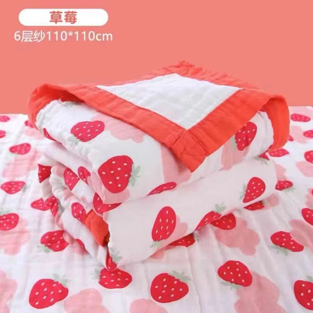 Six-layer gauze cotton children's quilt cartoon printing baby bath towel thick absorbent factory wholesale summer quilt