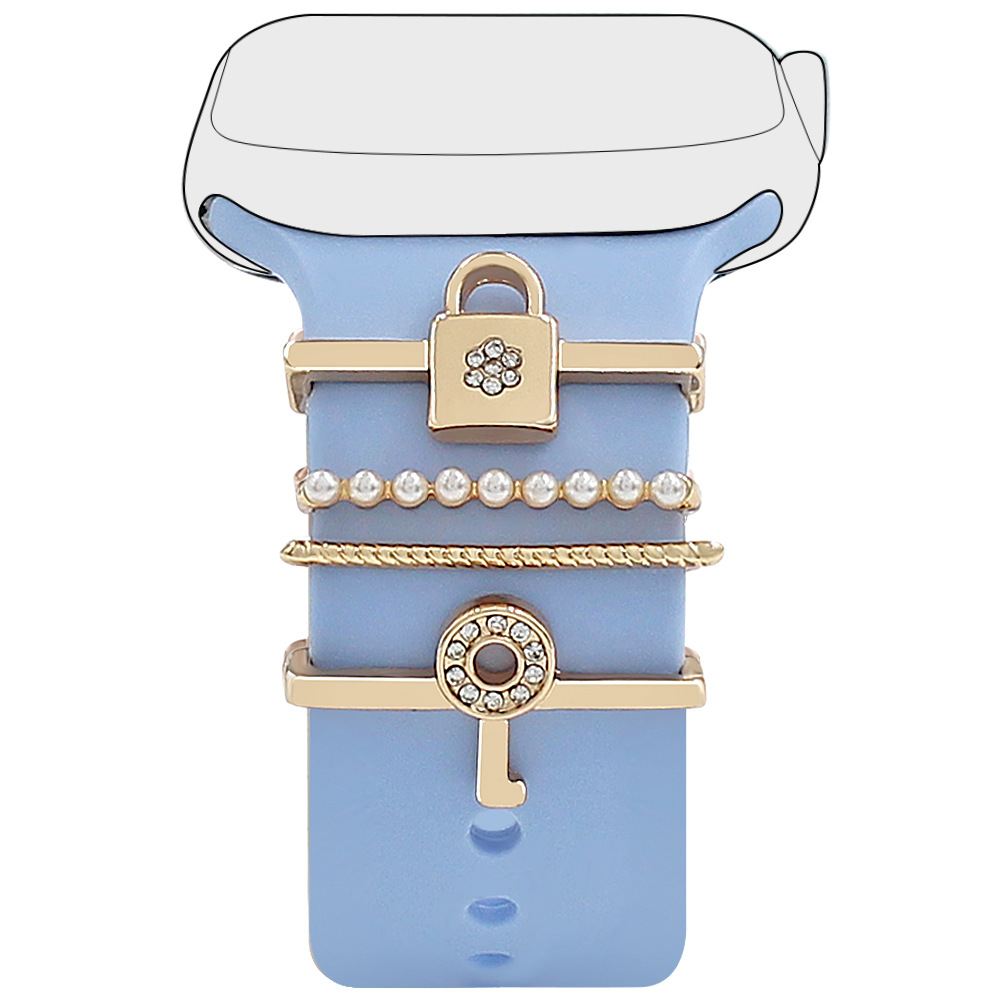 Picture of Applies to Apple Watch Watch Universal Silicone Strap Diamond Key Decoration