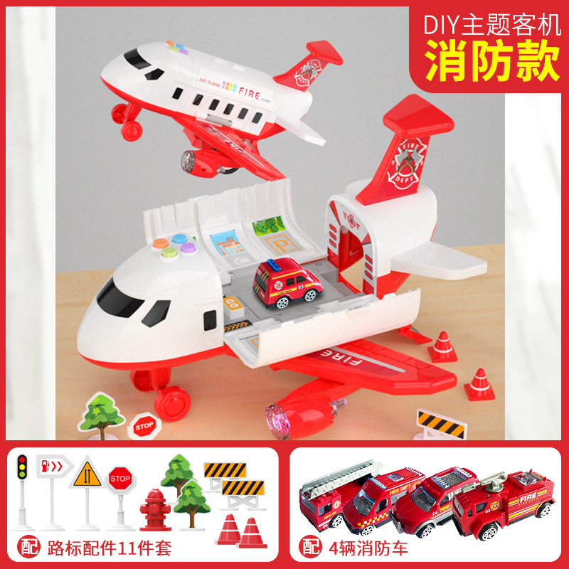 Picture of Cross-border explosions children's aircraft toy boy educational rail car large fire engineering alloy baby car