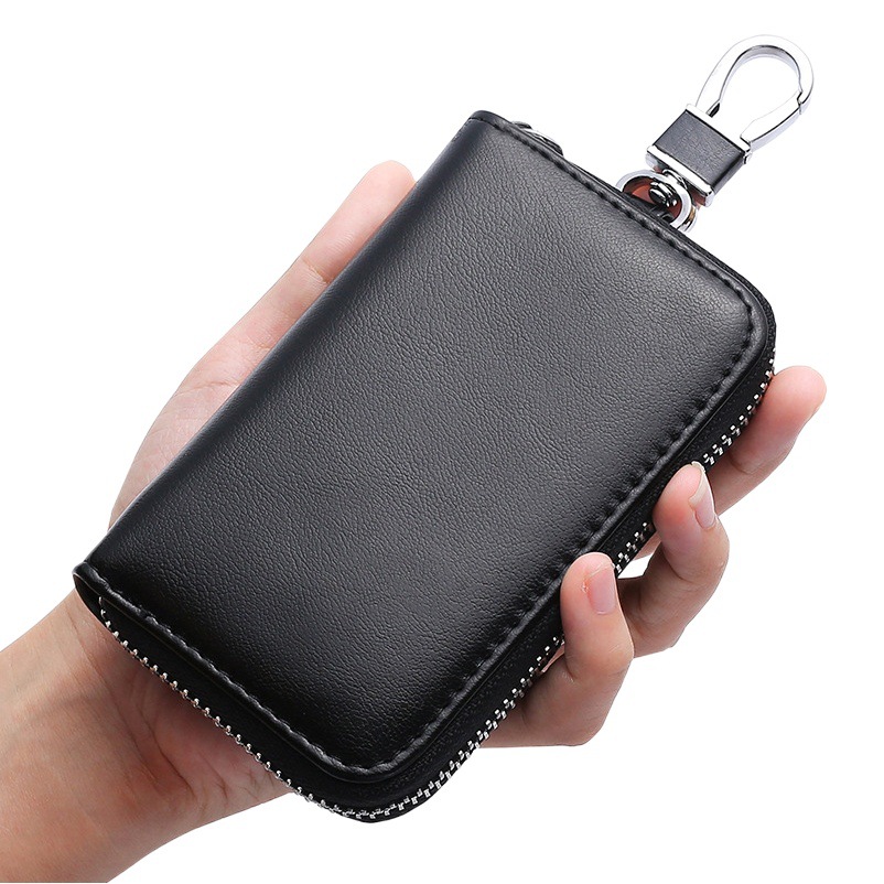 2023 New zipper large capacity key bag men's leather multi-functional practical car key bag cowhide key bag