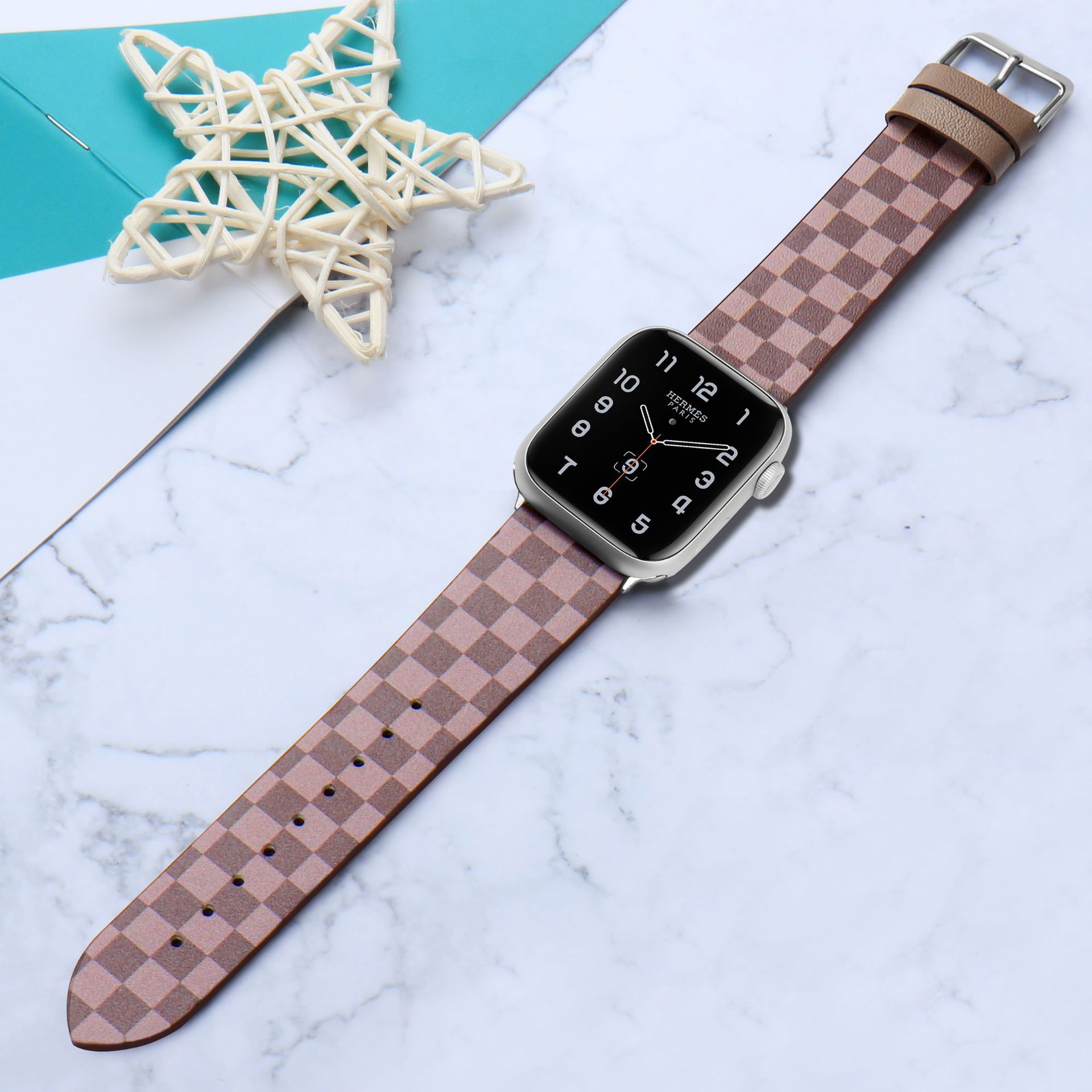 Picture of For Apple Watch Strap Contrast appleiwatchs109846mm Chessboard Plaid Leather Strap Wholesale