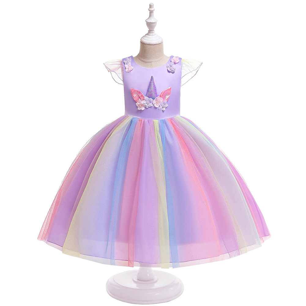 Picture of 2025 Small and Medium-Sized Kidsren's Princess Dress Mesh Dress European and American Amazon Unicorn New Girls Dress Wholesale