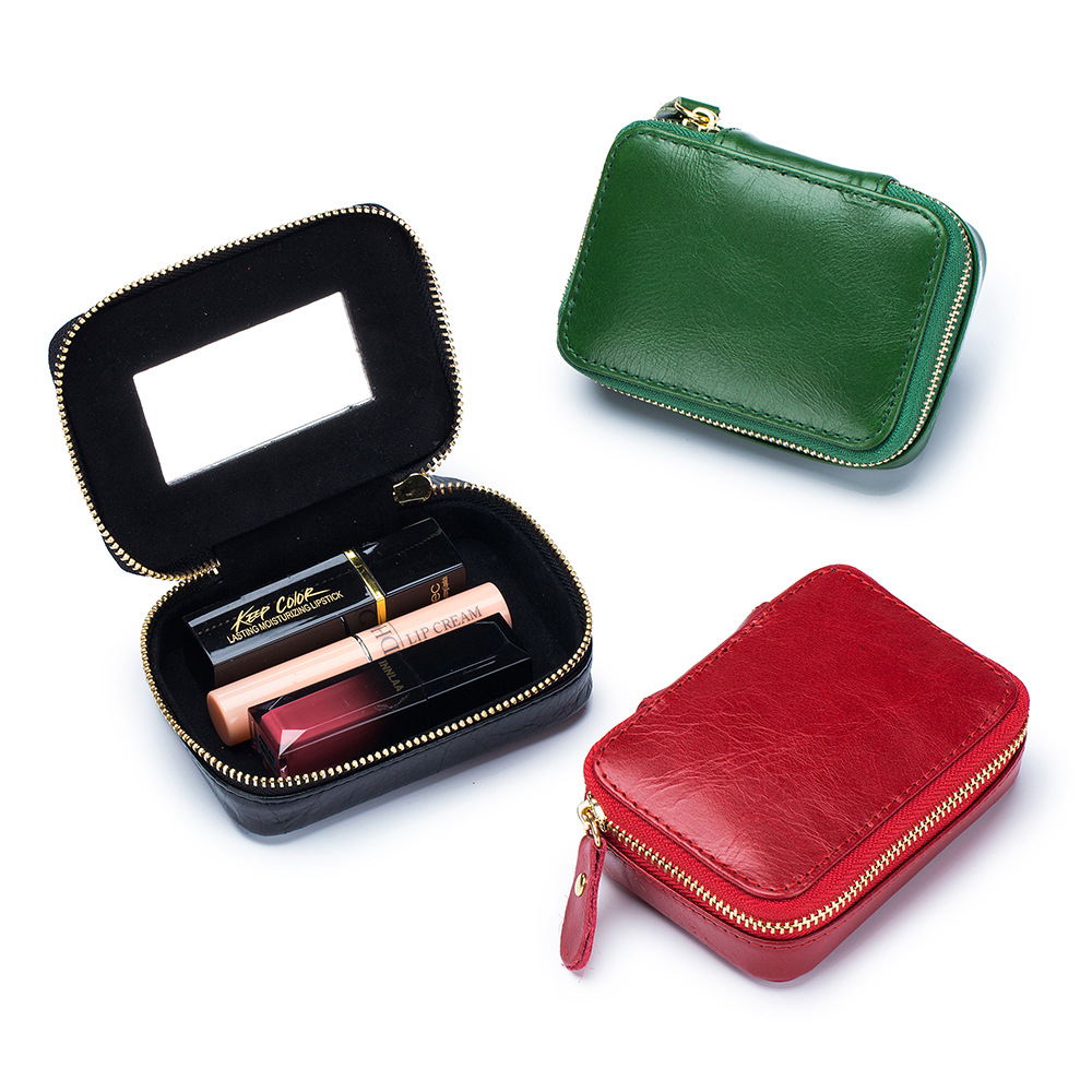 Picture of Wholesale mini leather mouth red envelope cowhide cosmetic bag data line earphone bag women's jewelry box coin bag hand