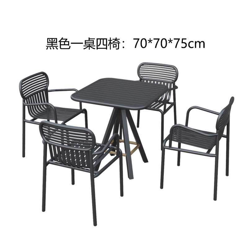 Picture of Outdoor Wrought Iron Courtyard Table and Chair Combination Cafe Internet Celebrity Metal Dining Table and Chairs Bar Industrial Style Outdoor Table and Chairs