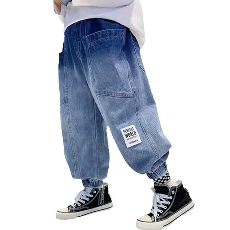 Picture of Boys' Spring Jeans Big Children's Western Style Tooling 2024 New Children's Boys Spring and Autumn Loose Pants Trendy Brand