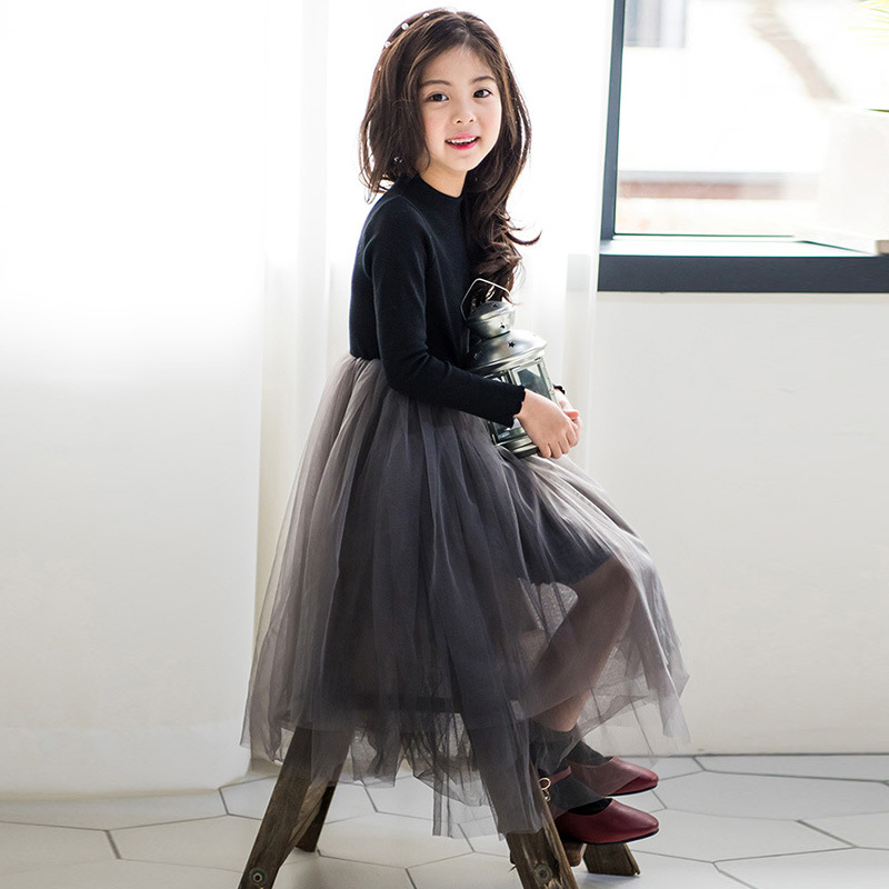 Picture of HT118 Girls' Autumn and Winter 2020 Girls' dress fleece-lined Thickened Korean Style Children's Wear Female Princess Dress Mesh Dress