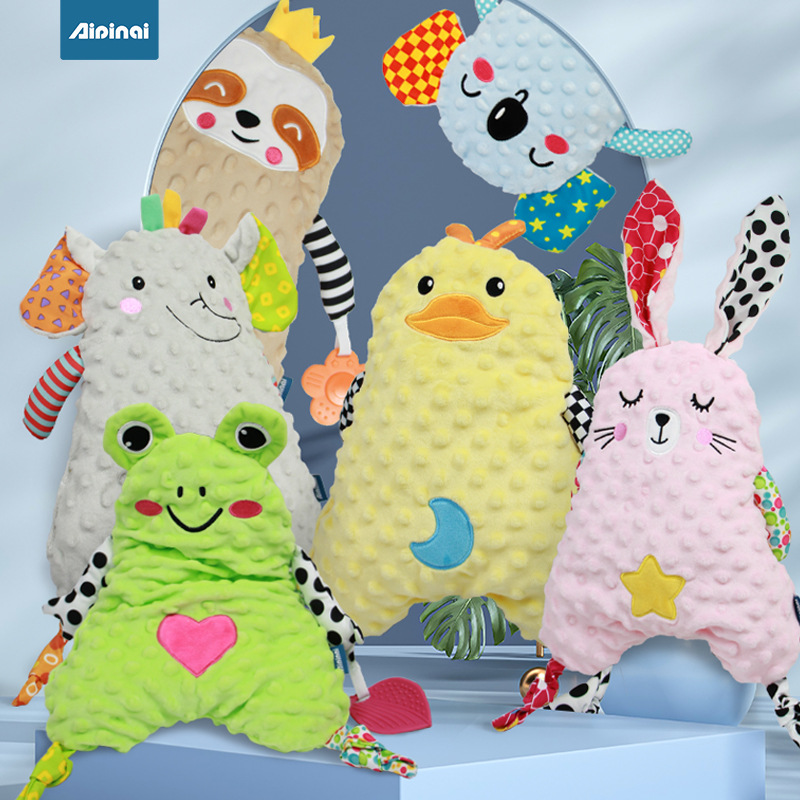 Aipinqi baby sleeping with comfort towel can be imported baby gauze animal comfort doll peas velvet doll