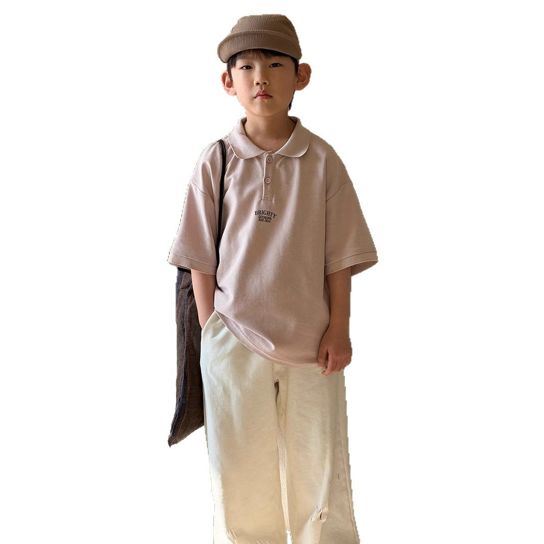 Picture of South Korea Children's Wear Boys' Polo Shirt 2025 New Children's Korean-style All-match Short-sleeved T-shirt Girls Small and Medium-sized Children's Summer T