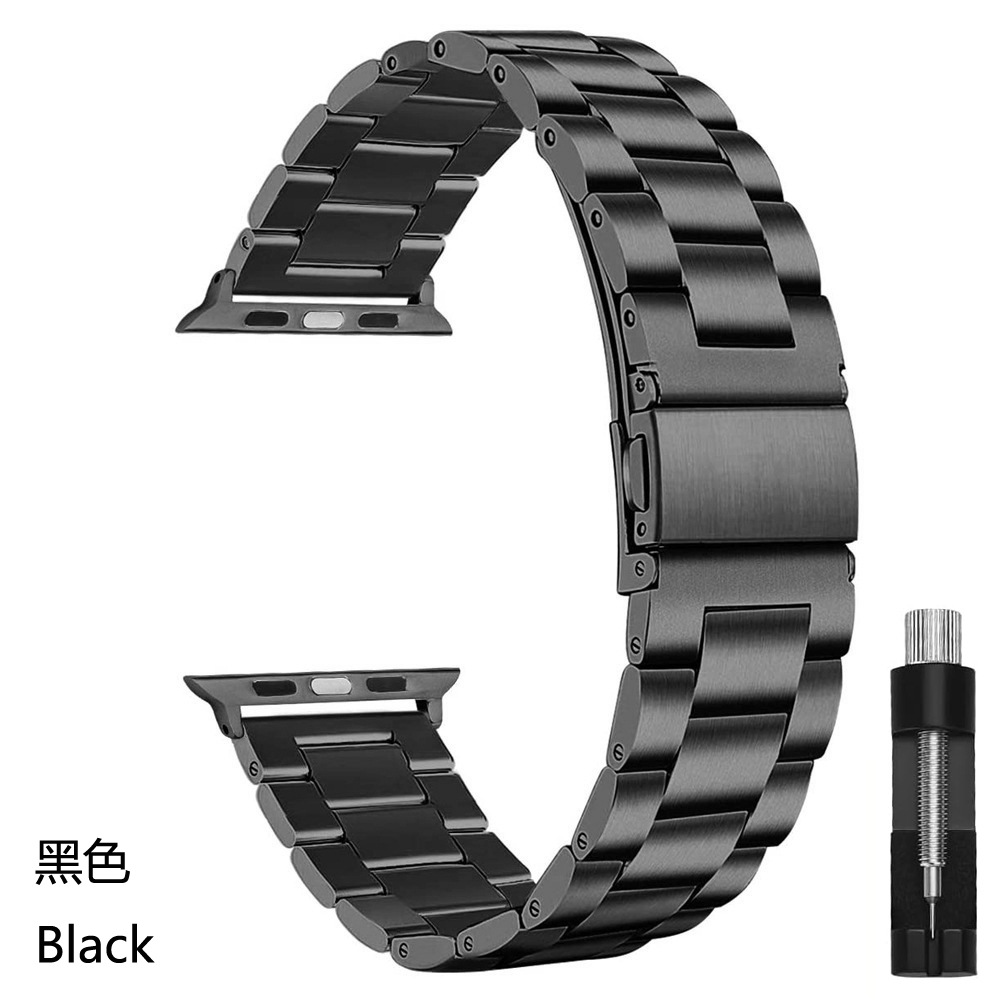 Picture of Suitable for Apple Watch Solid Stainless Steel Three-Bead Metal Business Strap