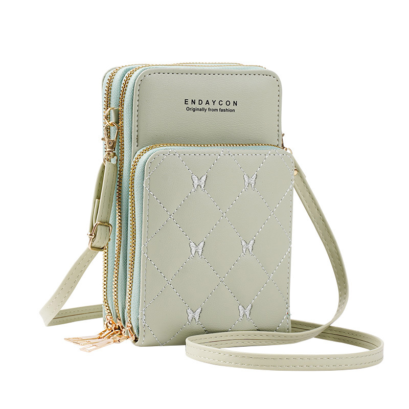 Picture of New Mobile Phone Bag Women's Korean-style Fashionable Multifunctional Crossbody Shoulder Bag Three-layer Zipper Solid Color Simple Mini Wallet