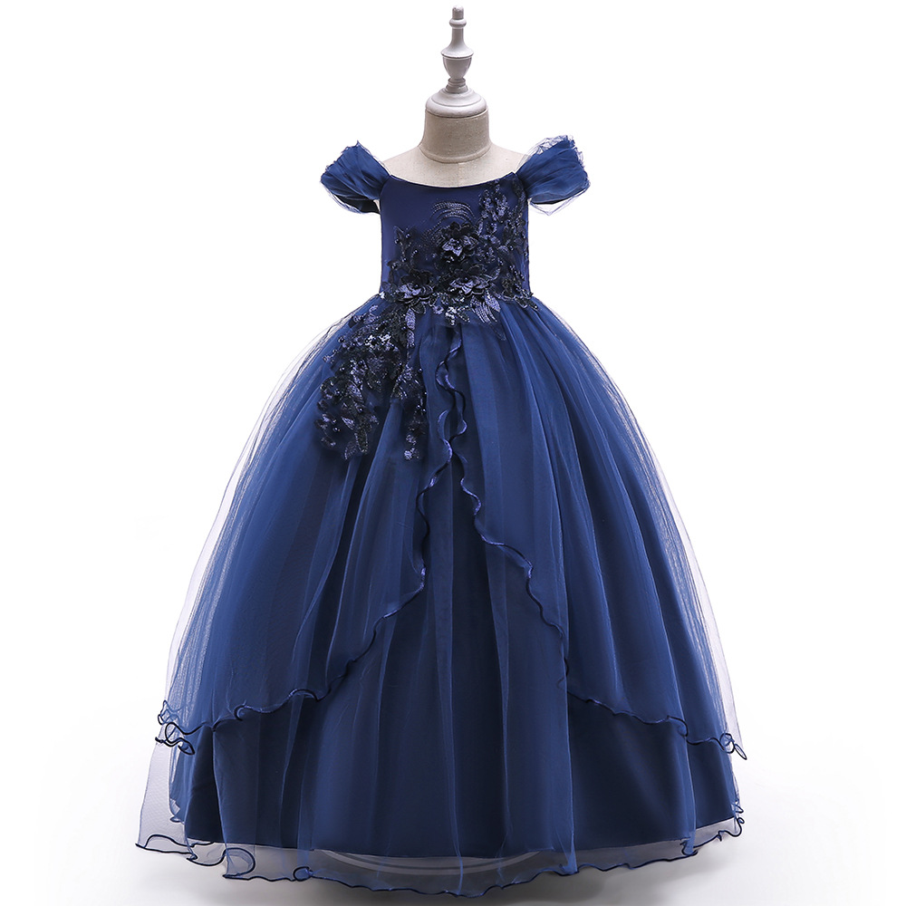 Picture of Foreign trade new girls dress three-dimensional flower dress evening dress Princess dress catwalk host performance clothing wholesale