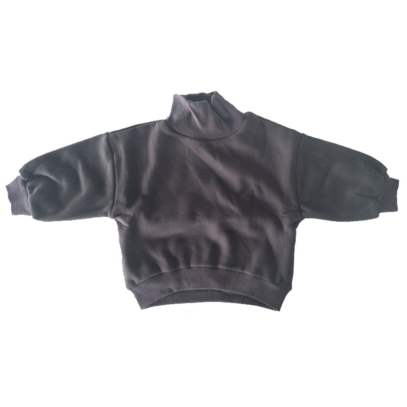 Picture of Winter New Men's and Women's Children's Wear Korean Style Top Loose Shoulder Slip Simple Western Style Solid Color High Collar Fleece Sweater Trendy 3