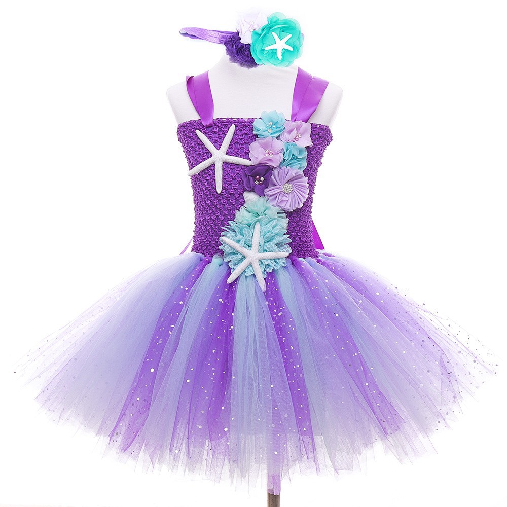 Picture of 2024 New Mermaid Princess Dress June 1 Festival Performance Dress Girl's Poncho Dress Girl's Birthday Dress