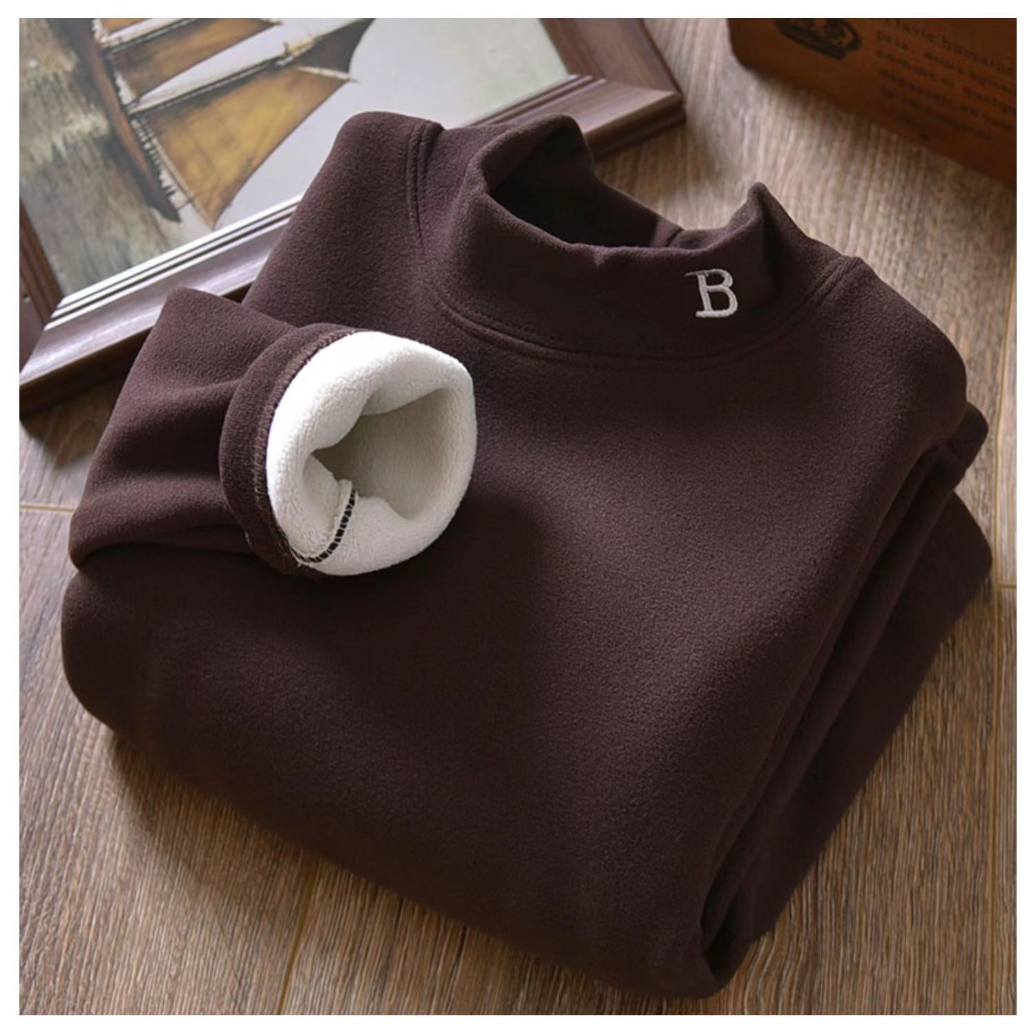 Picture of Boys' Semi-high Collar Base Shirt Winter Autumn and Winter Warm Clothes De Velvet fleece-lined Thickened Large Children's Clothes for Boys