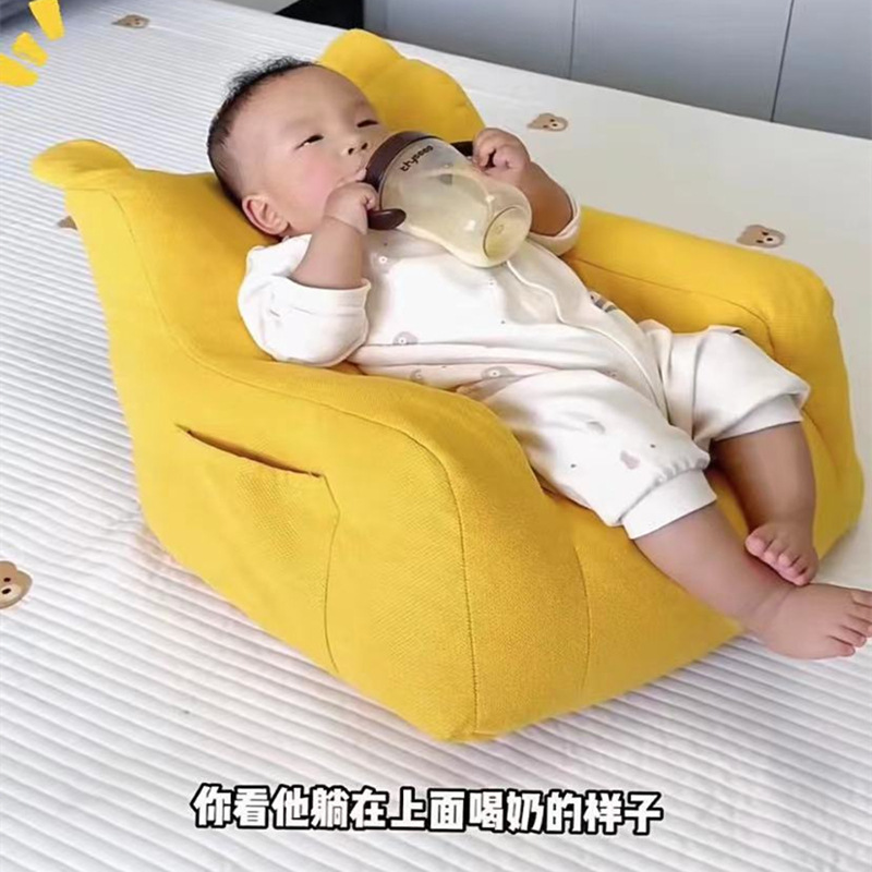 Baby Sofa Can Lie down and Sleep, Small Month-Old Single Stool Sitting on the Floor, Anti-Fall, Cute Cartoon Simple Princess Soft Backrest Chair