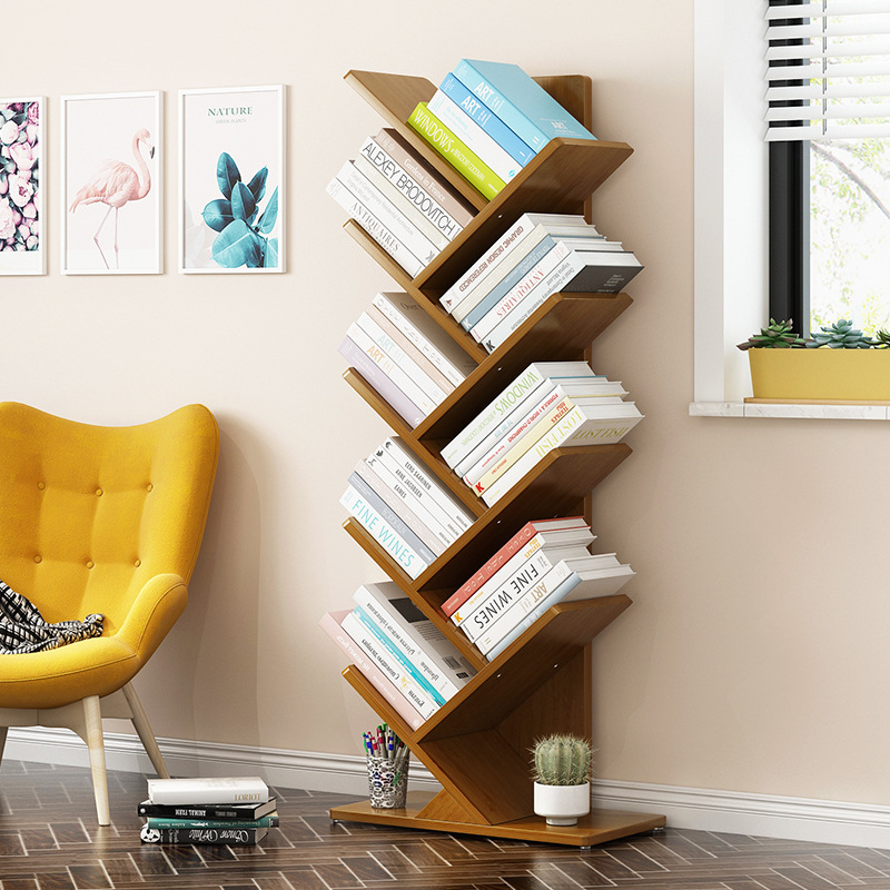 Picture of Solid Wood Floor-Standing Children's Bookshelf Multi-Layer Picture Book Rack Bookcase Student Rack Space-saving Storage Rack Living Room Tree Bookshelf