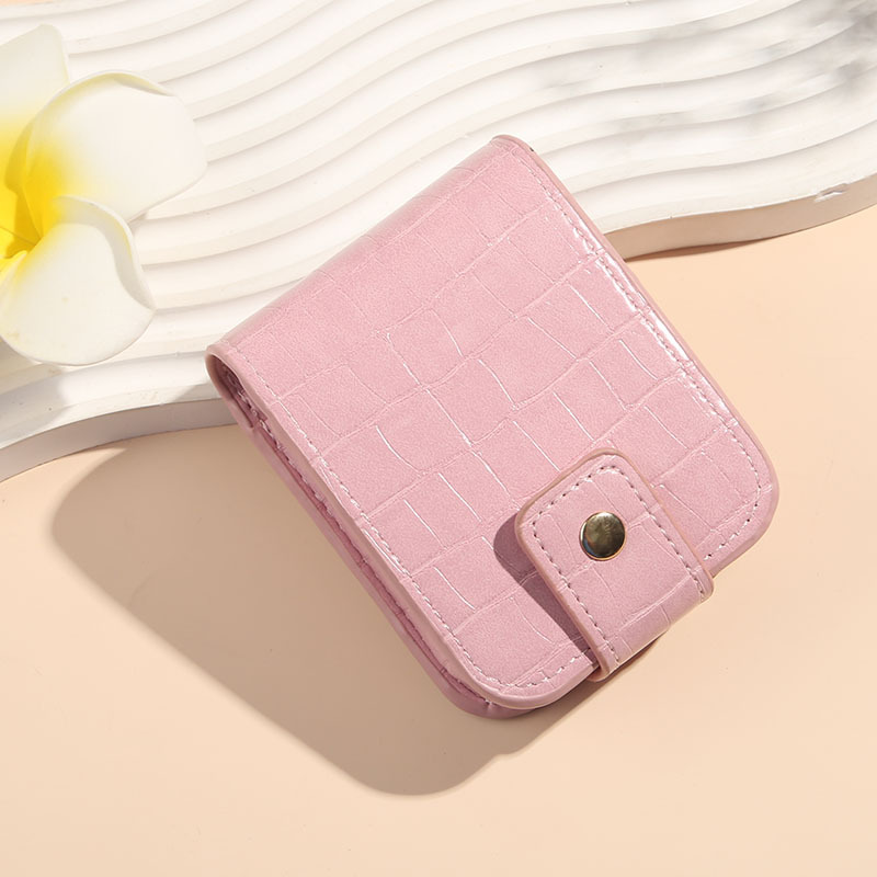 Picture of Casual Pu Leather Crocodile Pattern Korean Lipstick Bag Storage Small Portable Makeup Lipstick Bag with Mirror