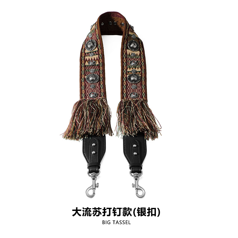 Picture of F-21 Wide Backpack with Canvas Shoulder Strap Shoulder Crossbody Cowhide Accessories Bag Strap Single Buy Tassel Nails