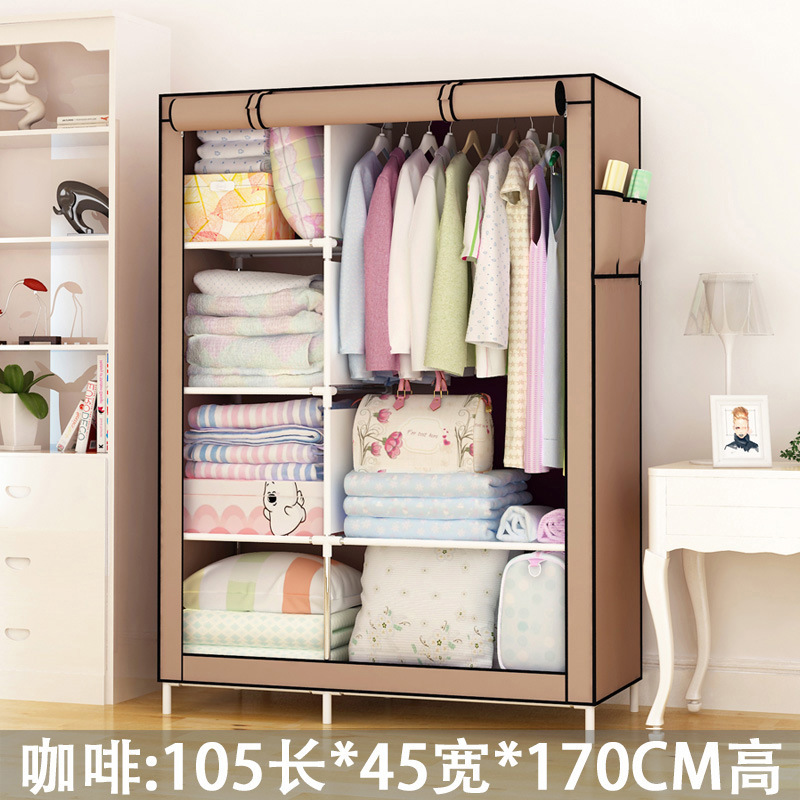 Picture of Ya Ruifan Reinforced Simple Cloth Wardrobe Storage Closet Dustproof Wardrobe Dormitory Steel Frame Reinforced Simple Modern Combination