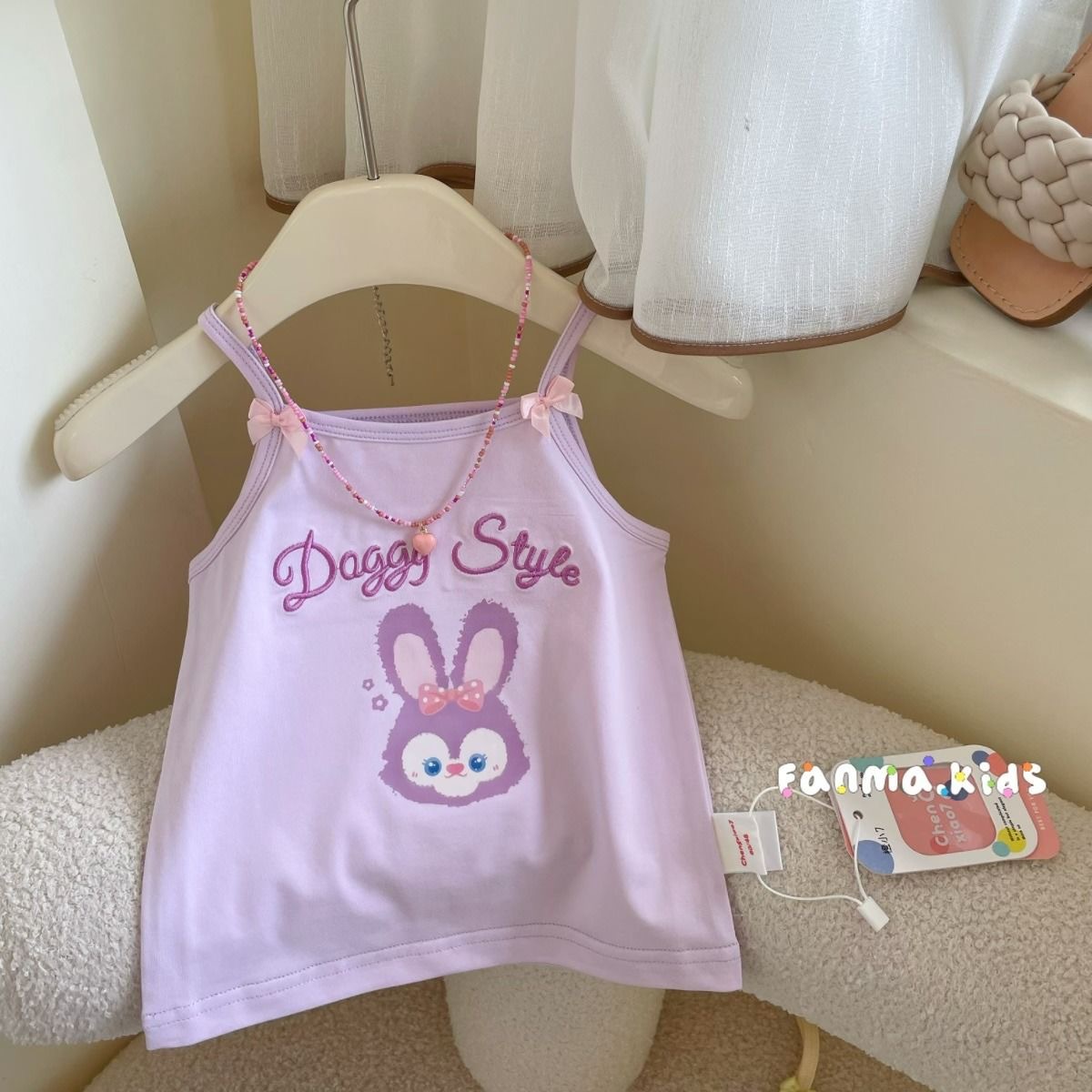 Picture of Printed Vest Bow Girl Children's Clothing Summer New Korean Style Baby Candy Color Cartoon Cute Skin-Friendly Sling