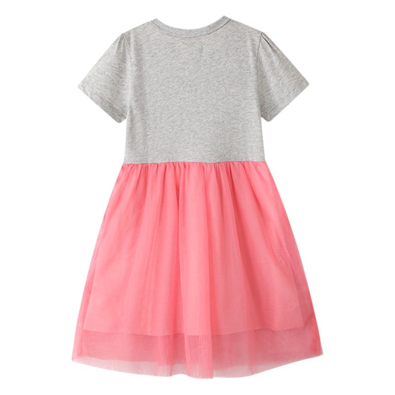 2024 Summer New Children's Clothing Dress European and American Short-Sleeved Children's Skirt Knitted Cotton Girls' Dress One Piece Consignment