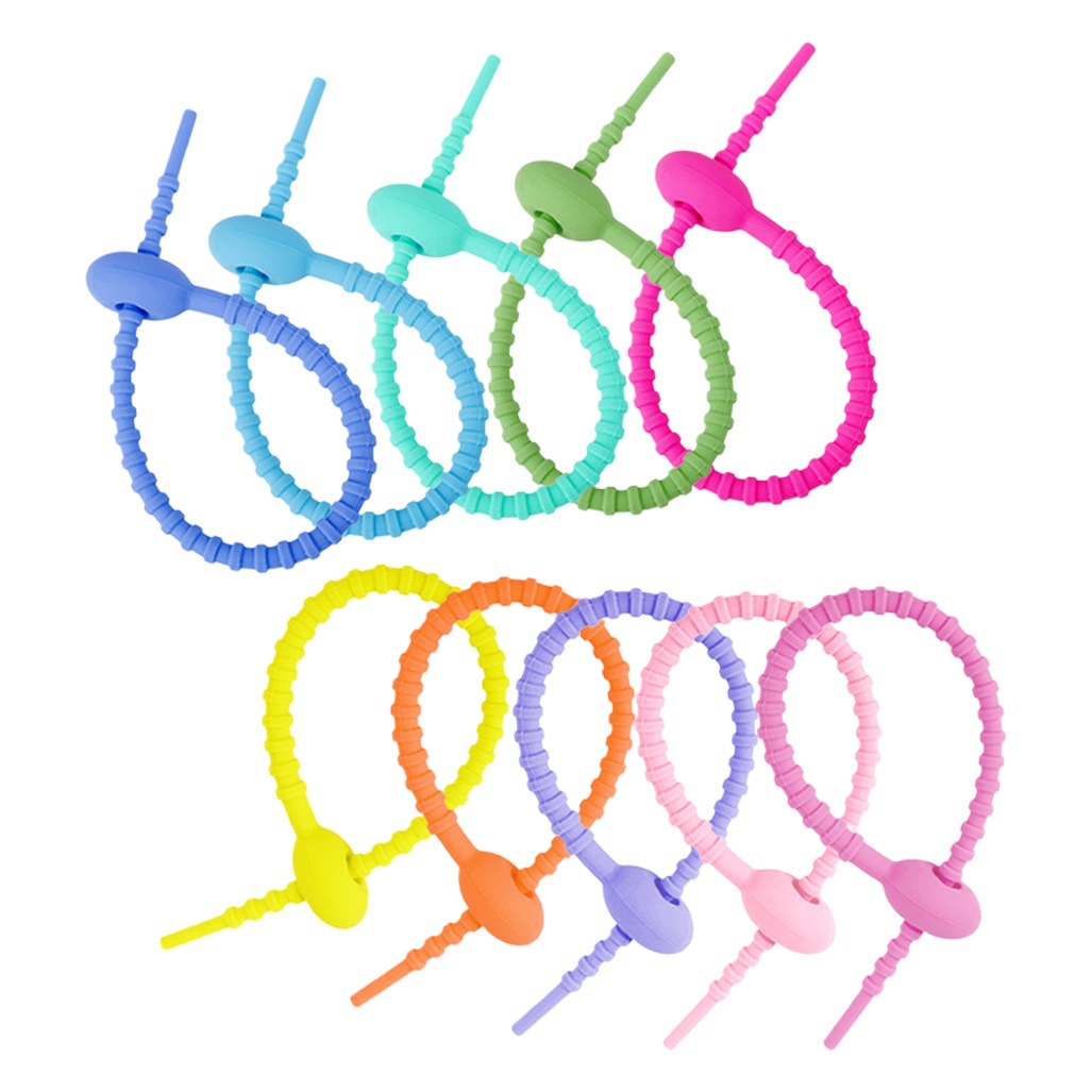 215mm color silicone cable tie DIY jewelry pendant chattering blind box doll lanyard data cable storage winder