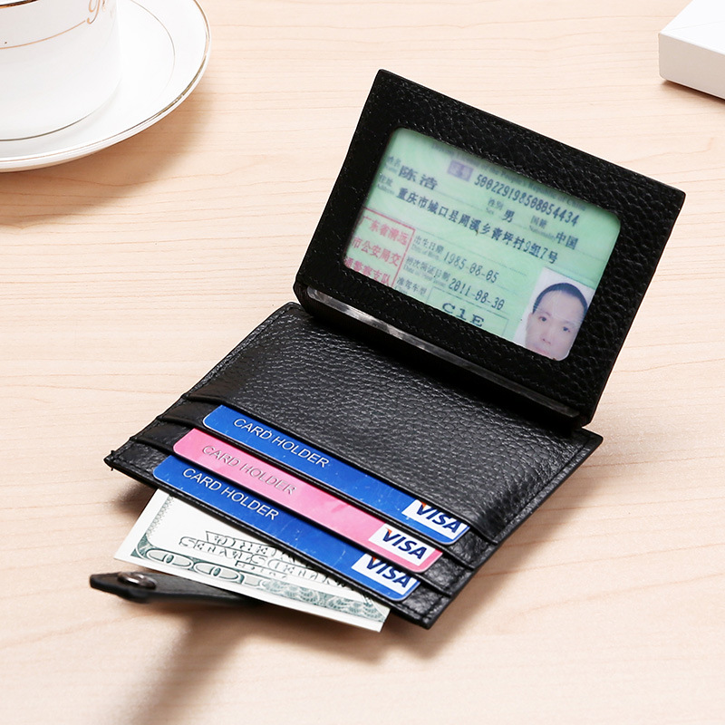 Picture of Card Holder Men's Genuine Leather Ultra-thin Compact Card Holder Mini Multi-position Driver's License Card Holder Exquisite High-end Card Holder for Women