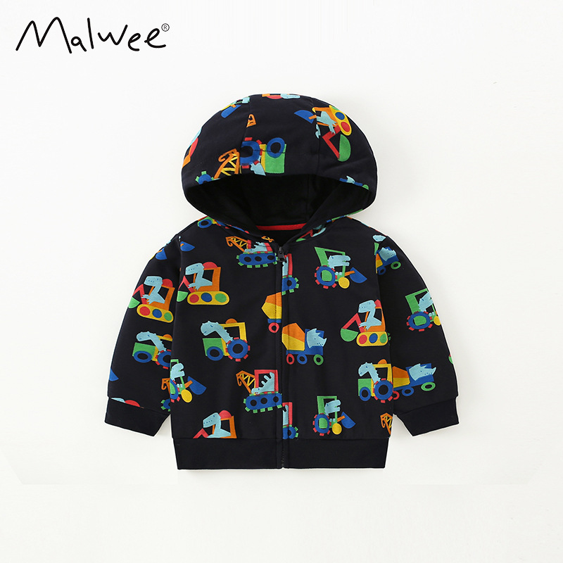 Picture of malwee children's spring and autumn coat European and American children's boy hooded zipper shirt men's children's clothing western style top
