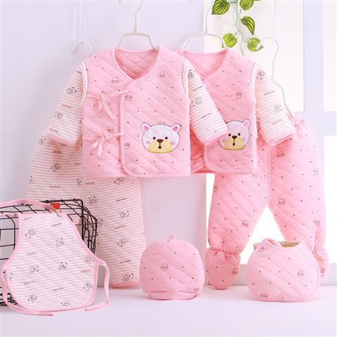 Picture of 2025 Newborn Baby Quilted Warm Cotton Clothes Newborn Embroidered Seven-Piece Gift Box Thickeneded Set Supplies