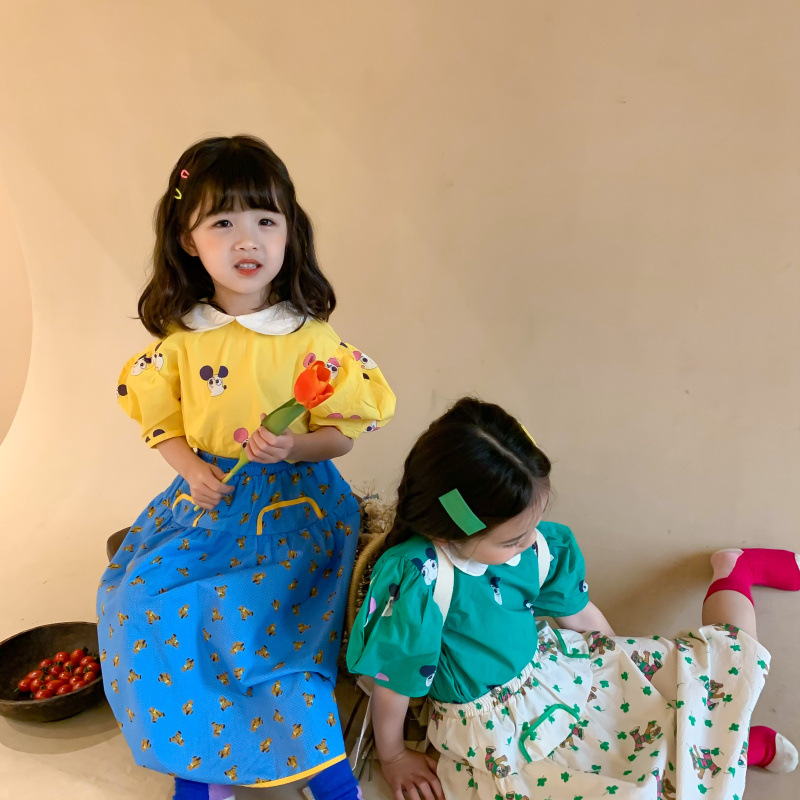 Children's Top 2025 End Little Mongolian Girl's Summer Cartoon Mouse Cute Top Baby's Korean Sweet Lar Top