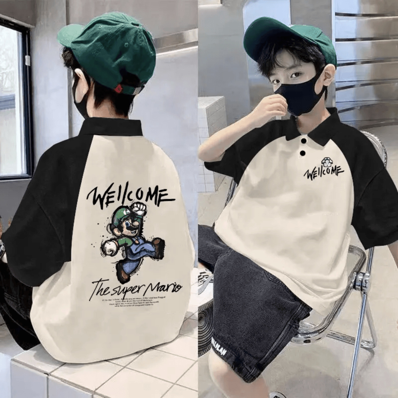 Picture of 2025 Children's Cotton Children's Wear Summer New Polo Shirt Trendy Boys' Western Style Short-sleeved T-shirt Large Children's Lapel