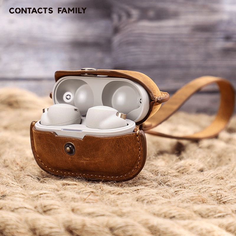 Picture of Suitable for Sony Headset wf-1000xm4 Protective Case Lanyard Leather Sony Bluetooth Headset