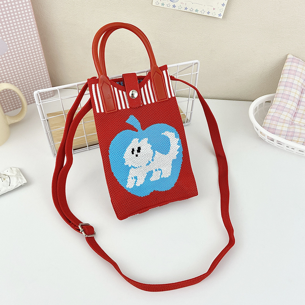 Picture of Shoulder Crossbody Mobile Phone Bag Cute Knitted Hand Bag Cartoon Large Capacity All-match Coin Purse Handbag Wholesale