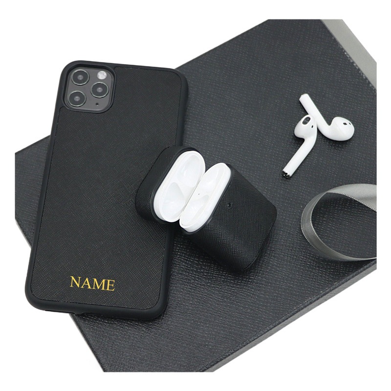 Genuine Leather drop-resistant Airpods Bluetooth headset protective cover + phone case for Iphone11-15Samsung