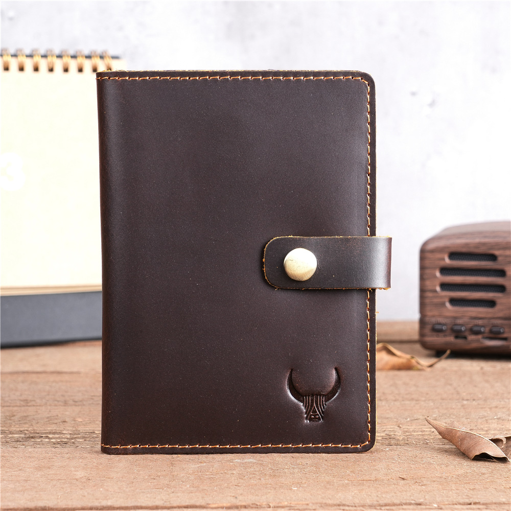 Picture of NT005 Men's and Women's Vintage Genuine Leather Passbook Bag in stock Wholesale Crazy Horse Leather Multi Card Card Bag Coin Bag Snaps