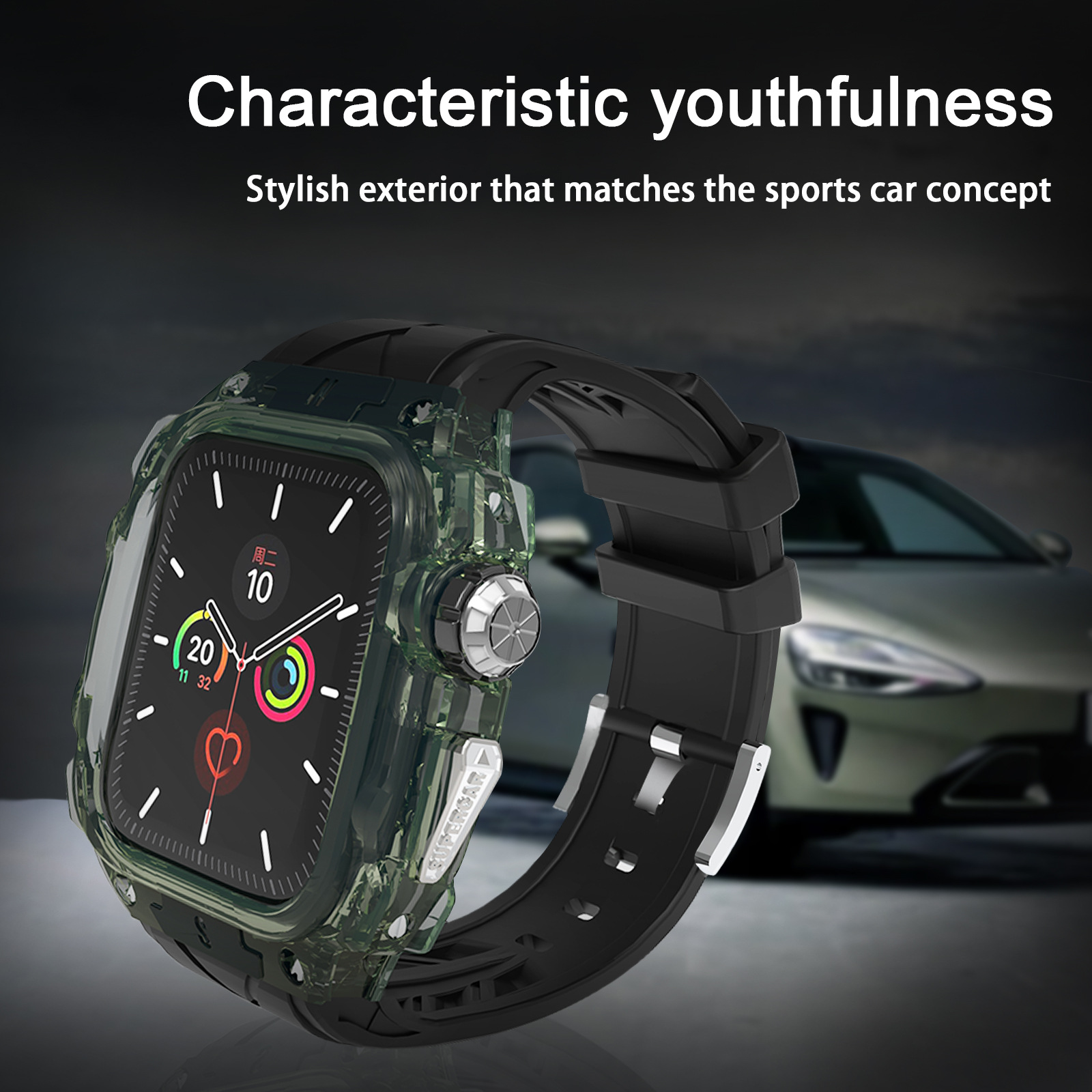Picture of For Apple Watch Strap Super Running Color Transparent Black appleiwatch9876 One Strap 44/45mm